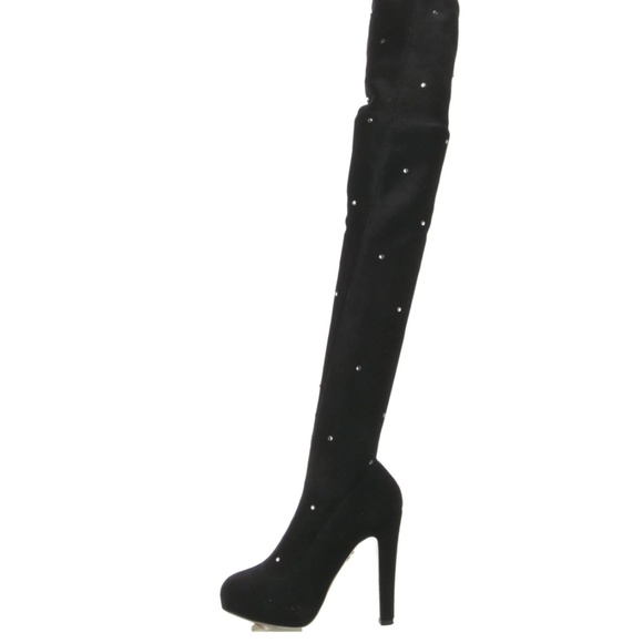 CHARLOTTE OLYMPIA Velvet Crystal Embellishments Boots Women's Size: 5 | IT 35 - Picture 1 of 7